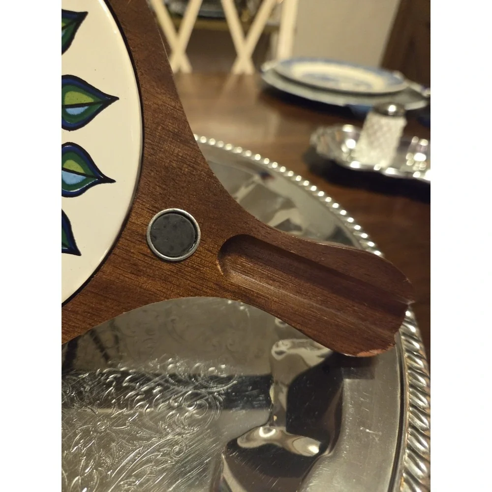 Vintage Teak Cheese Board With Beautiful Spanish Tile